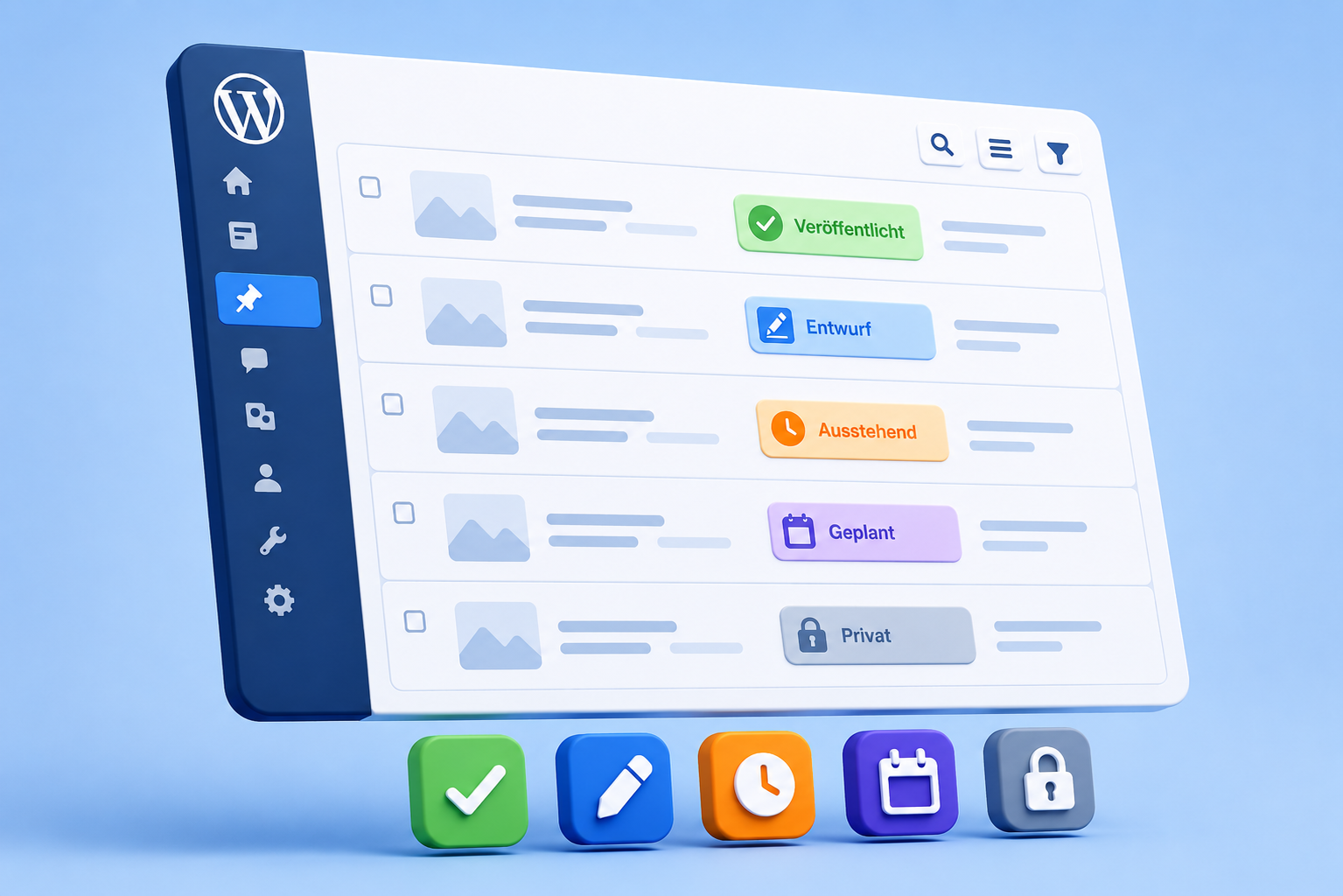 Beiträge im Backend von WordPress farbig hervorheben